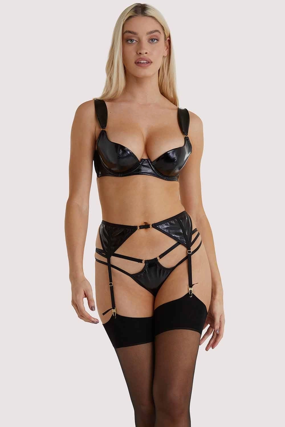 Maxine Black PVC Strap and Ring Detail Brief