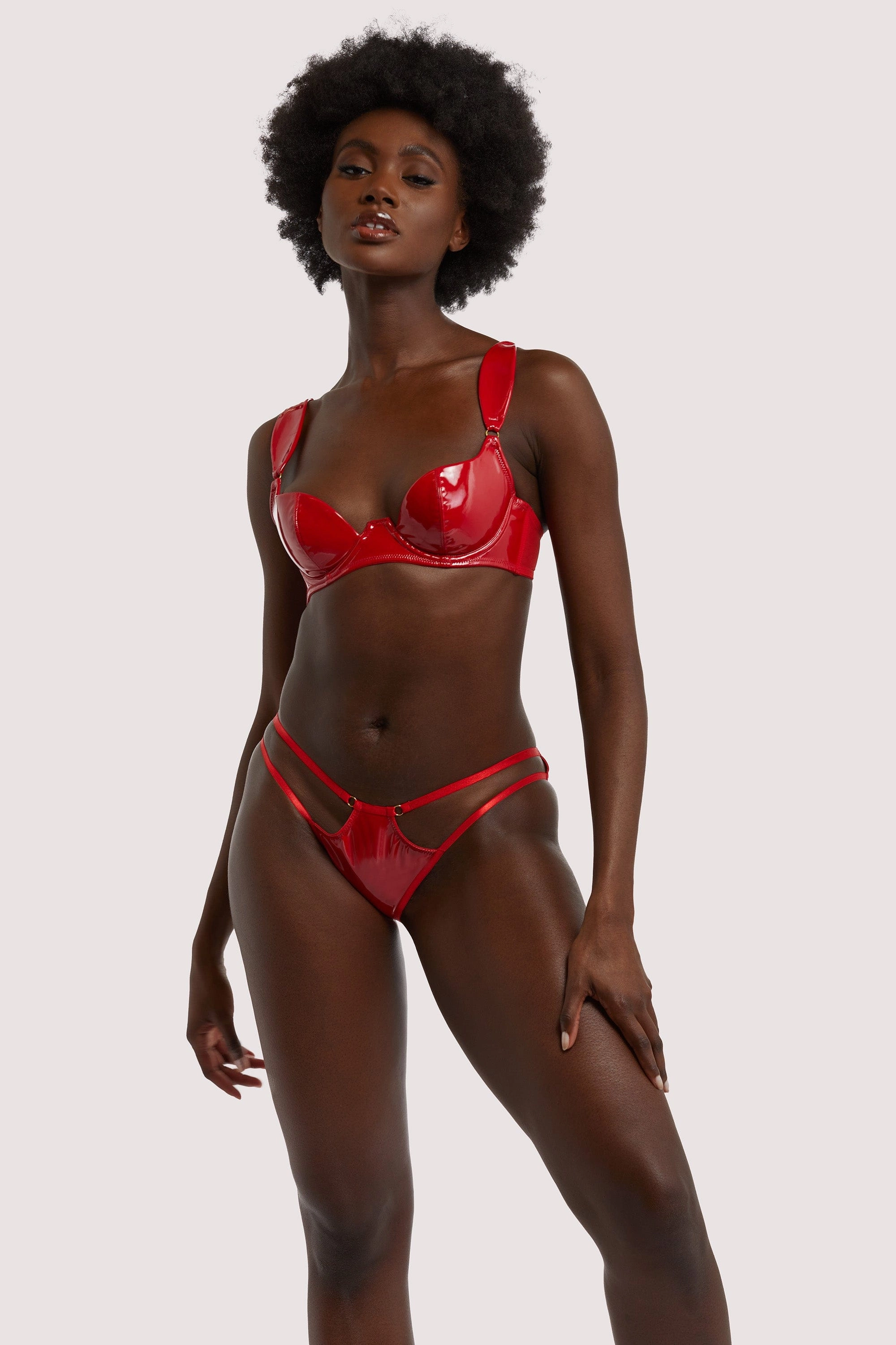 Maxine Red PVC Plunge Bra
