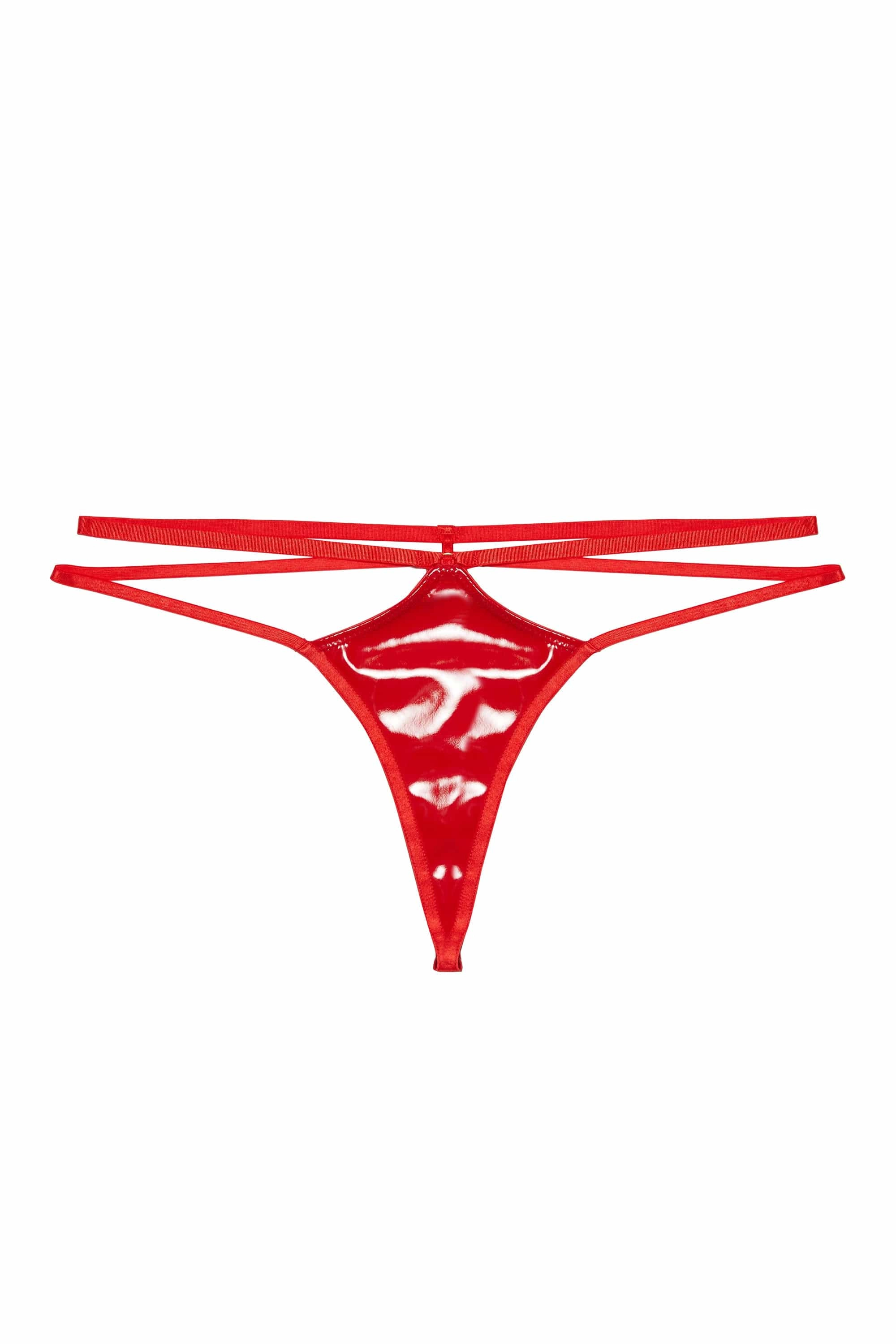Maxine Red PVC Strap And Ring Detail Thong
