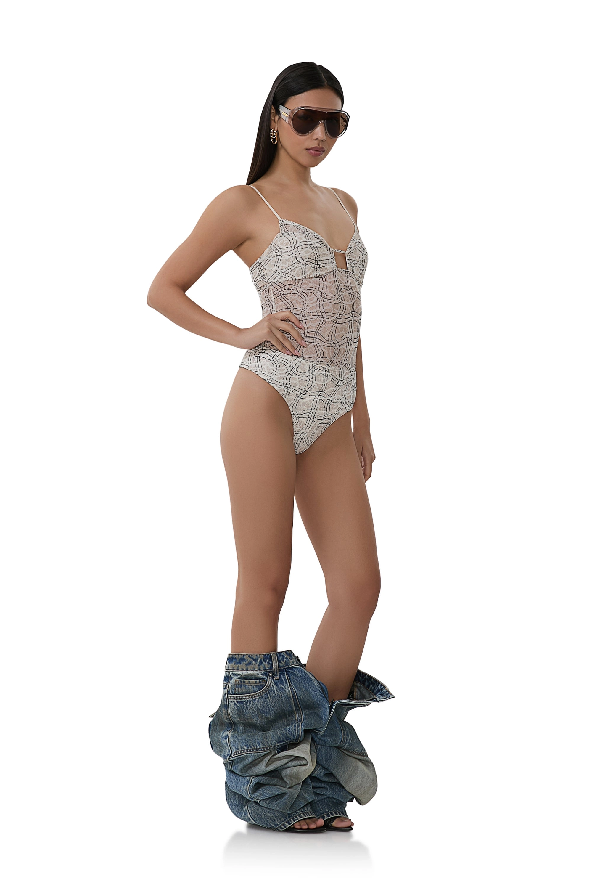 Myra Bodysuit - Lace Plaid