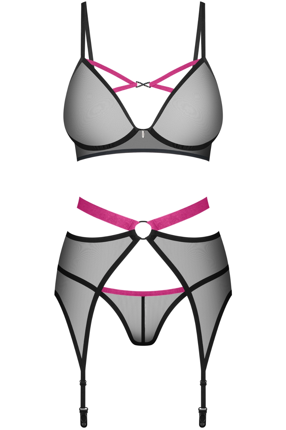 Novenes Bra, Thong & Suspender
