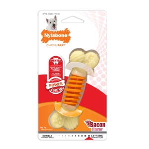 Nylabone PRO Action Dental Power Chew Durable Dog Toy Bacon Small up to 25 lbs.