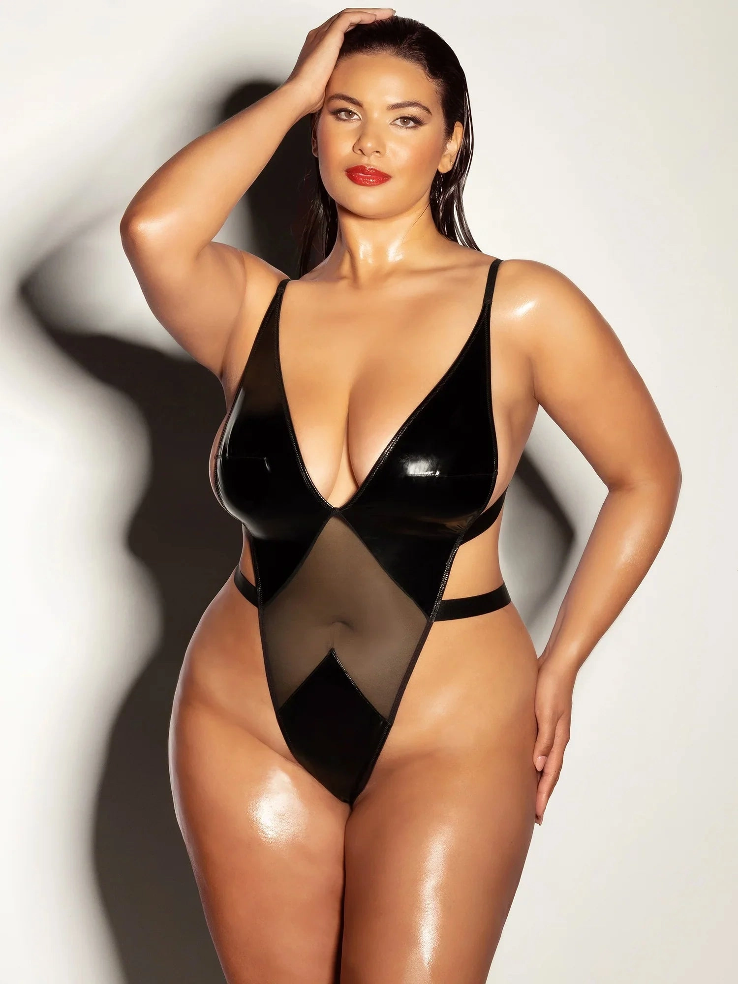 Oh la la Cheri Curvy Limitless Teddy Vinyl Black