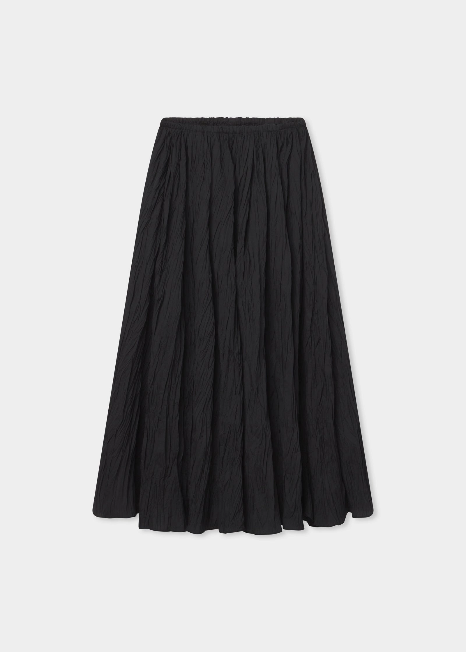 Plissé Skirt in Crinkled Cotton - Black
