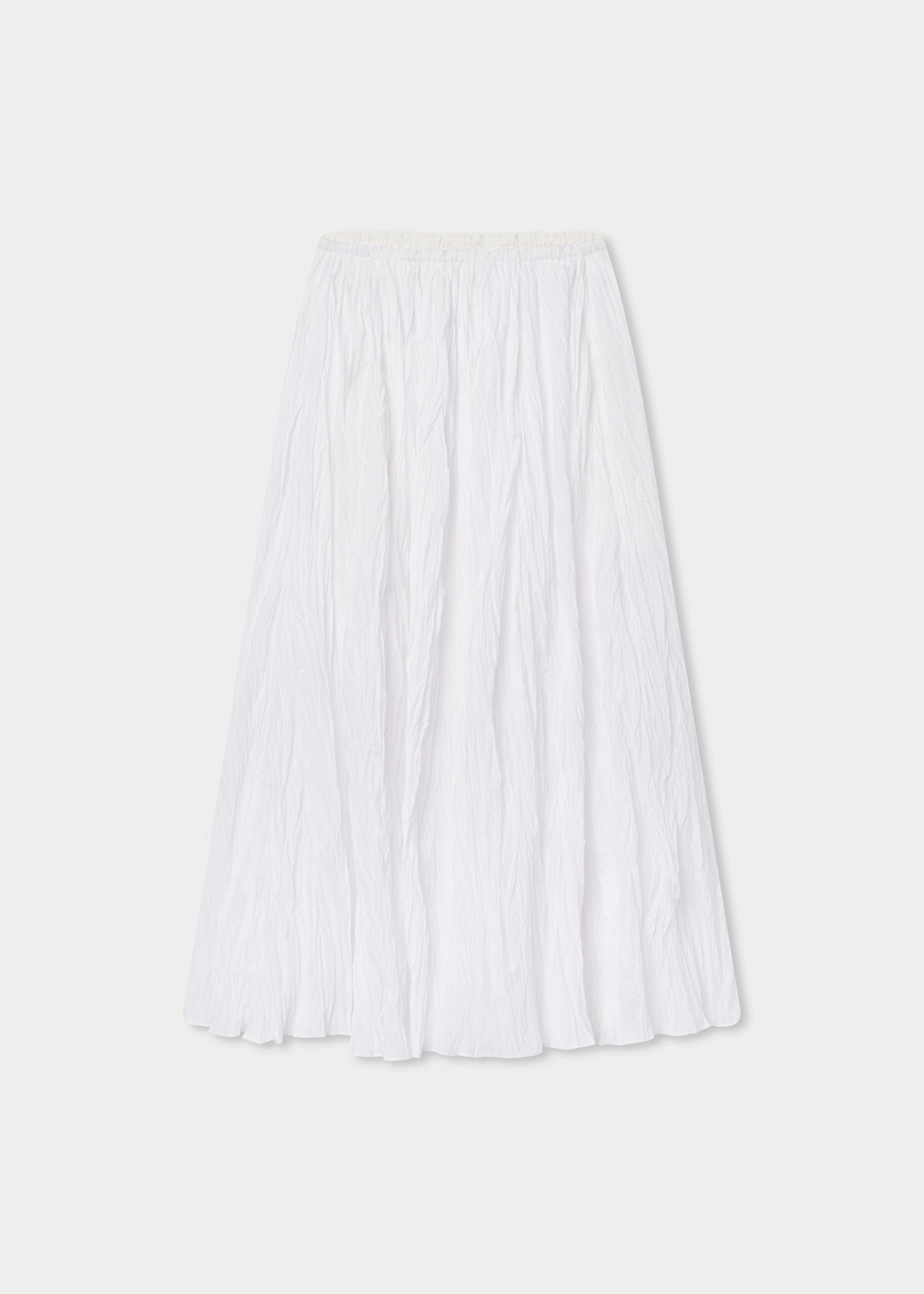 Plissé Skirt in Crinkled Cotton - Optic White