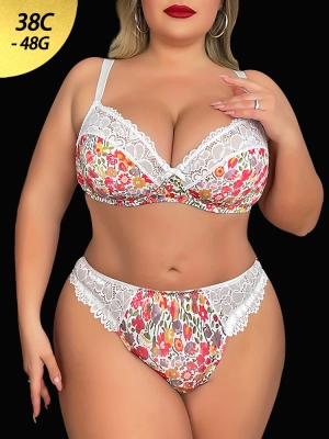Romantic Floral Lace Underwire Bra and Panty Set