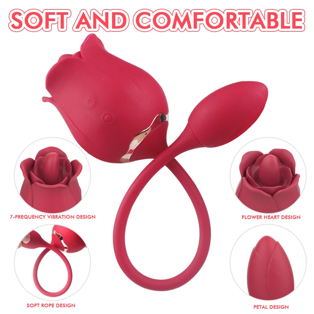 Rose Tongue Licking Clitoral Stimulator With Bullet Vibrator