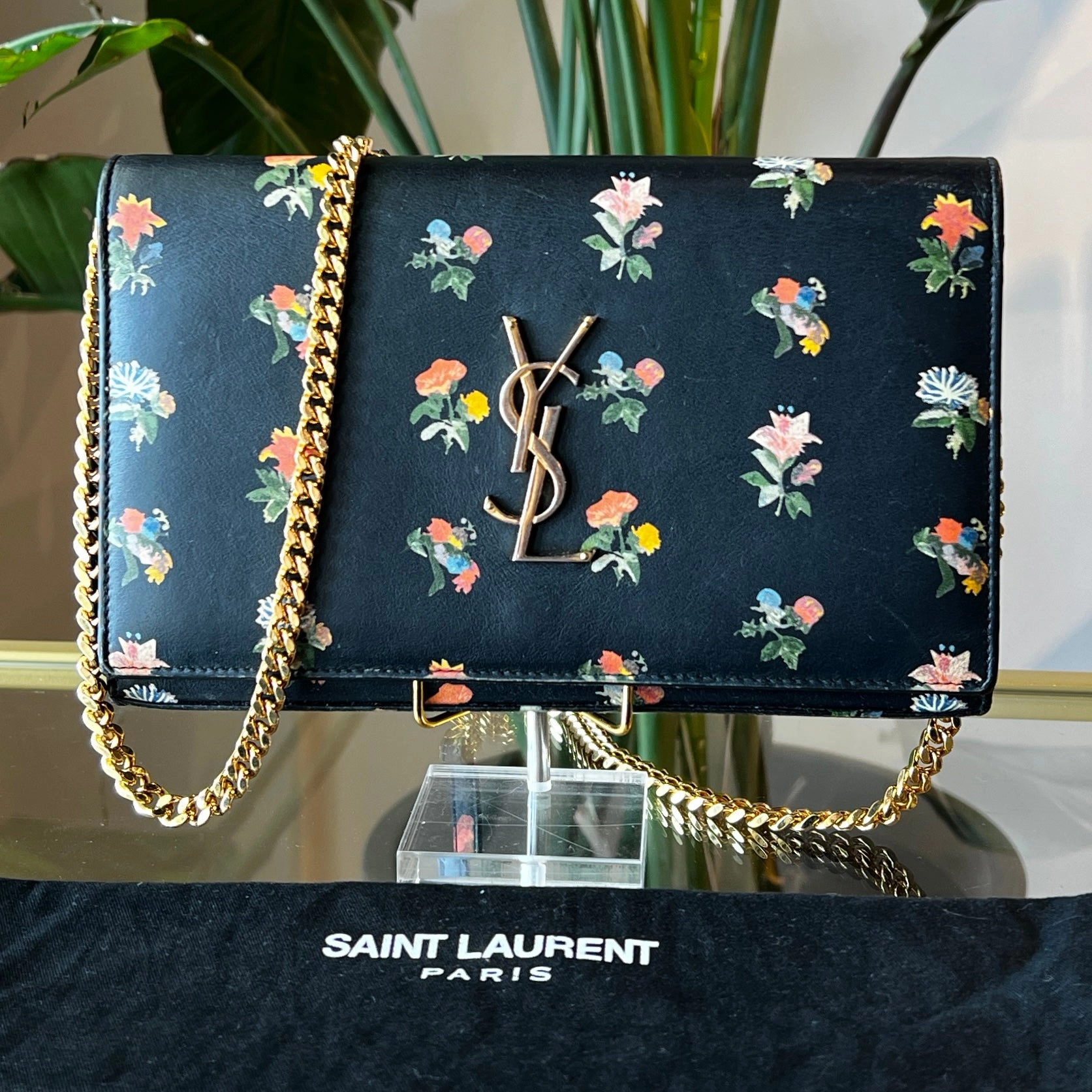 SAINT LAURENT Floral Kate Wallet On Chain