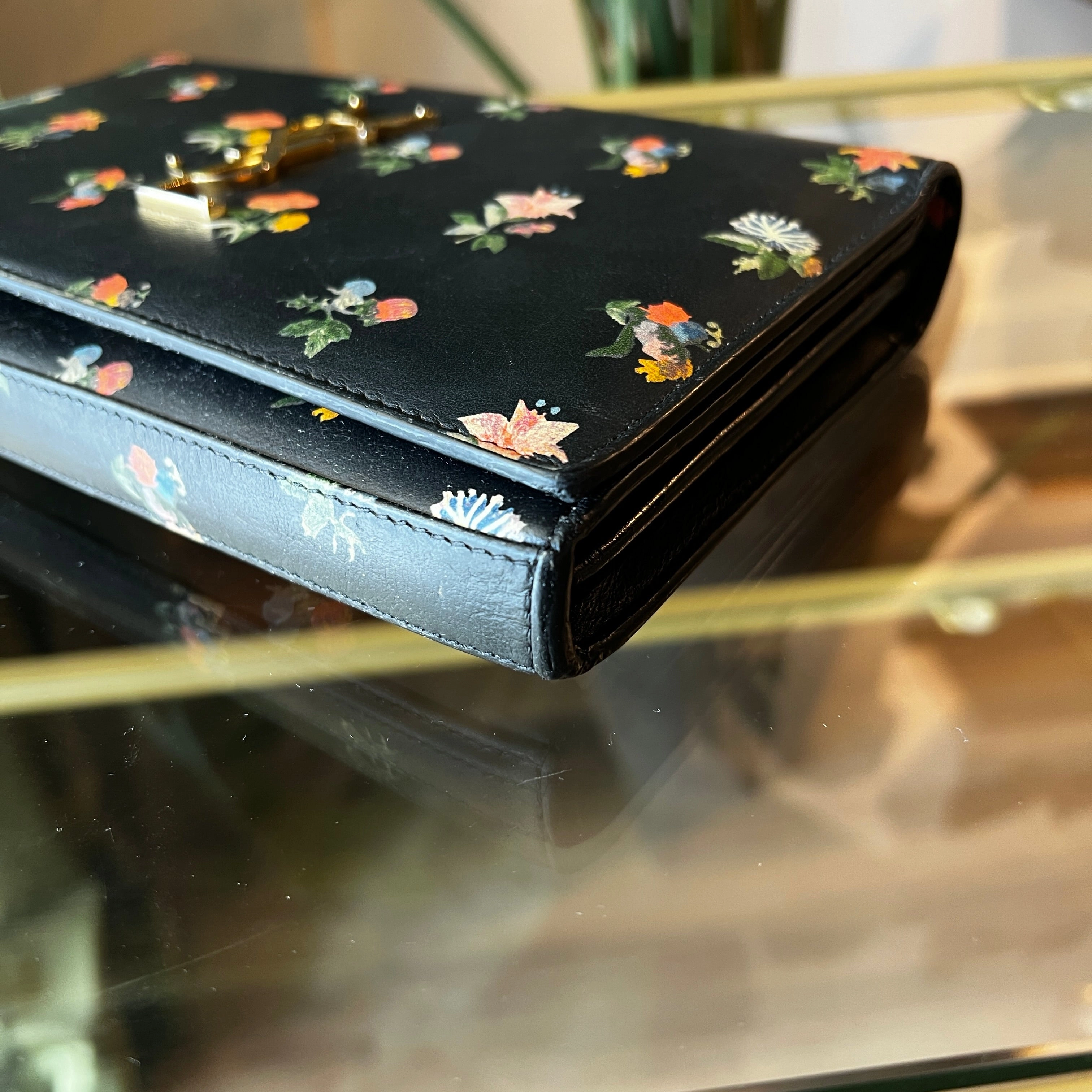 SAINT LAURENT Floral Kate Wallet On Chain