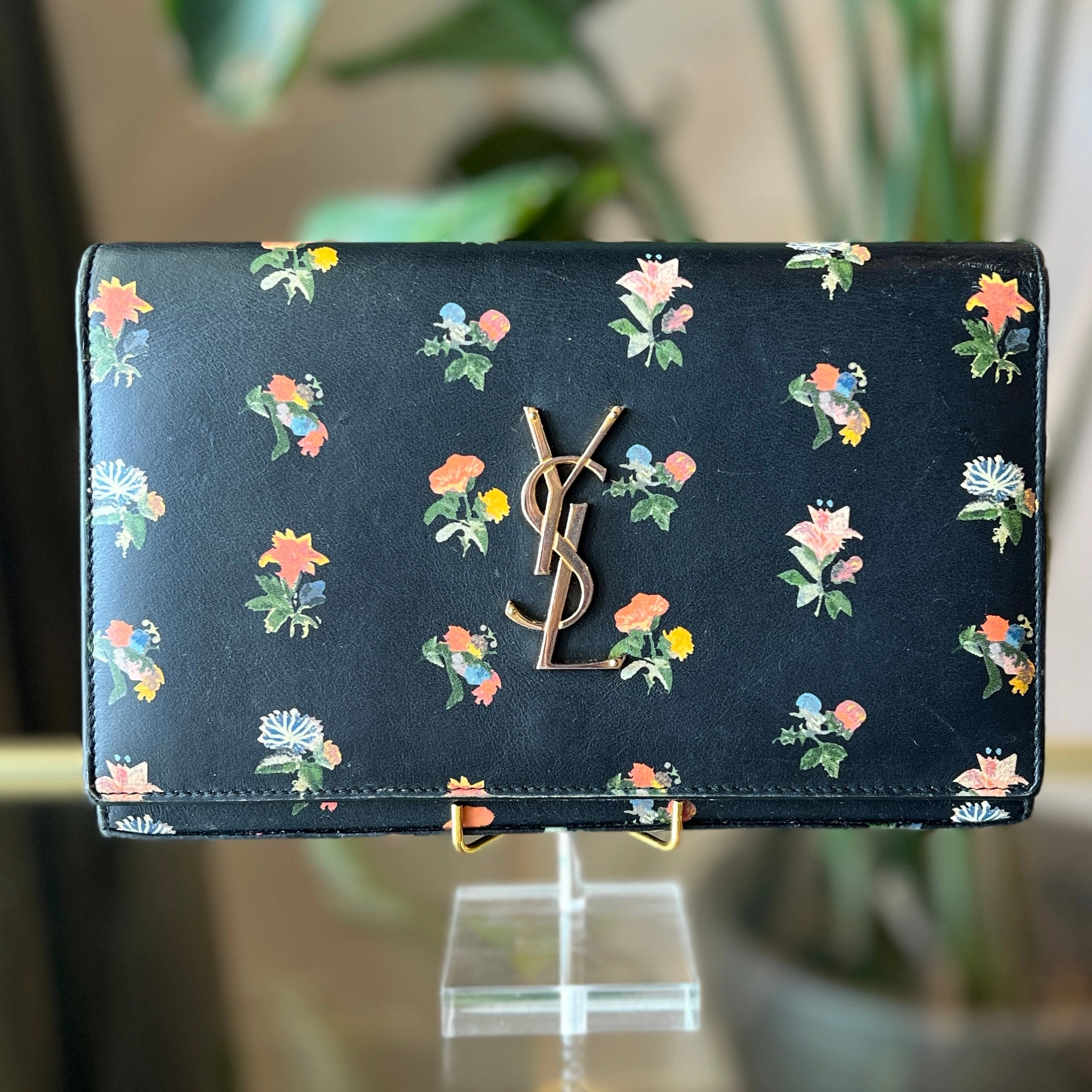 SAINT LAURENT Floral Kate Wallet On Chain