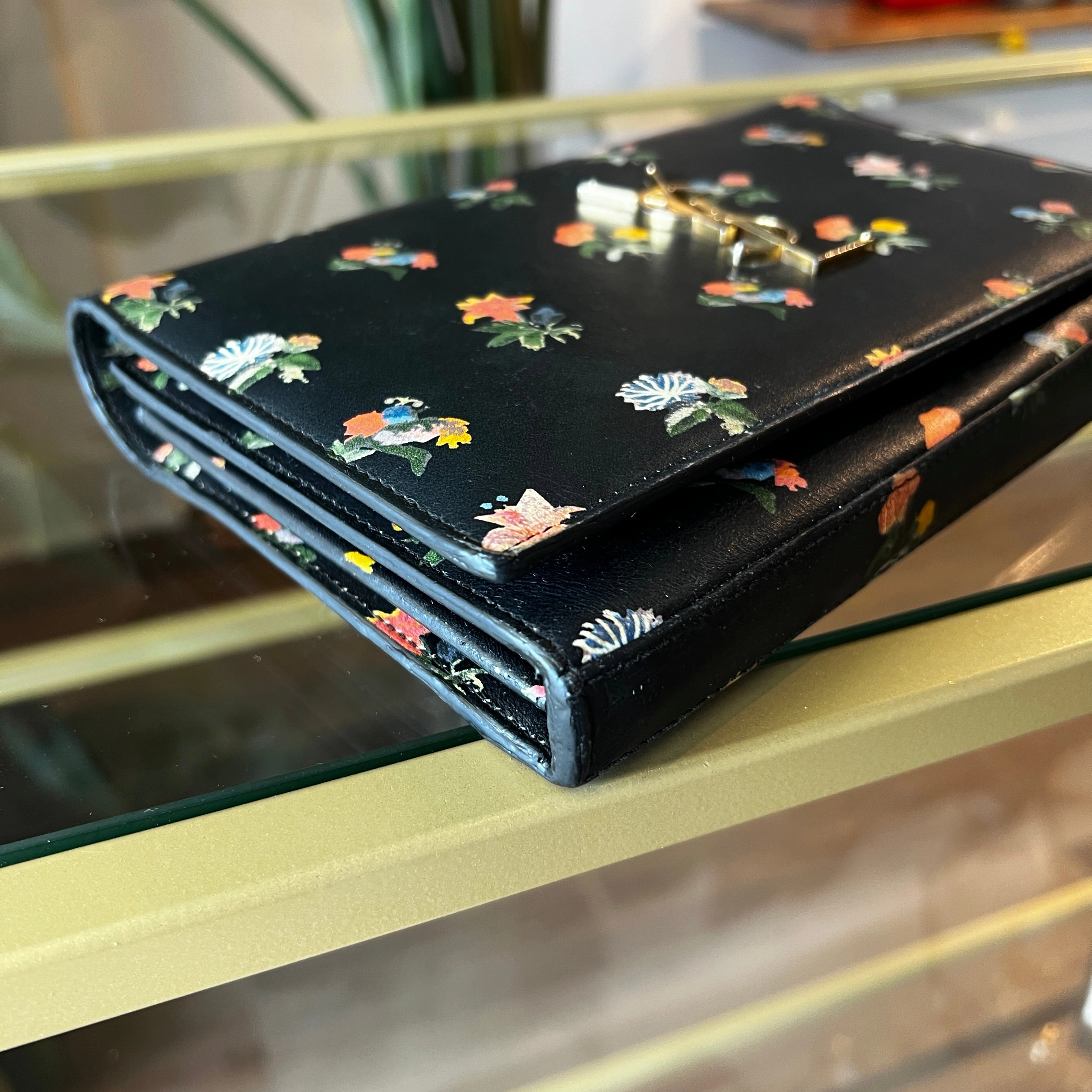 SAINT LAURENT Floral Kate Wallet On Chain
