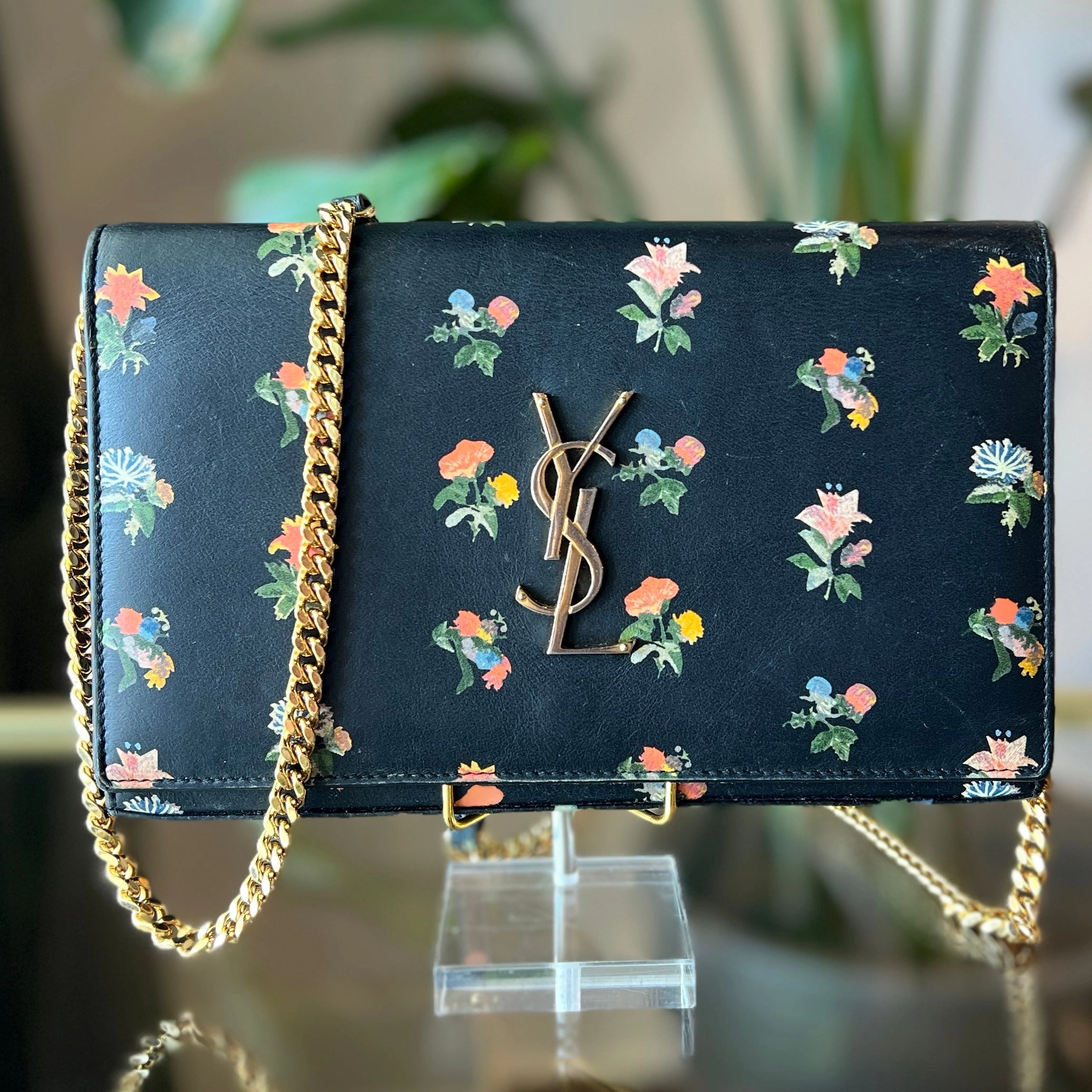 SAINT LAURENT Floral Kate Wallet On Chain