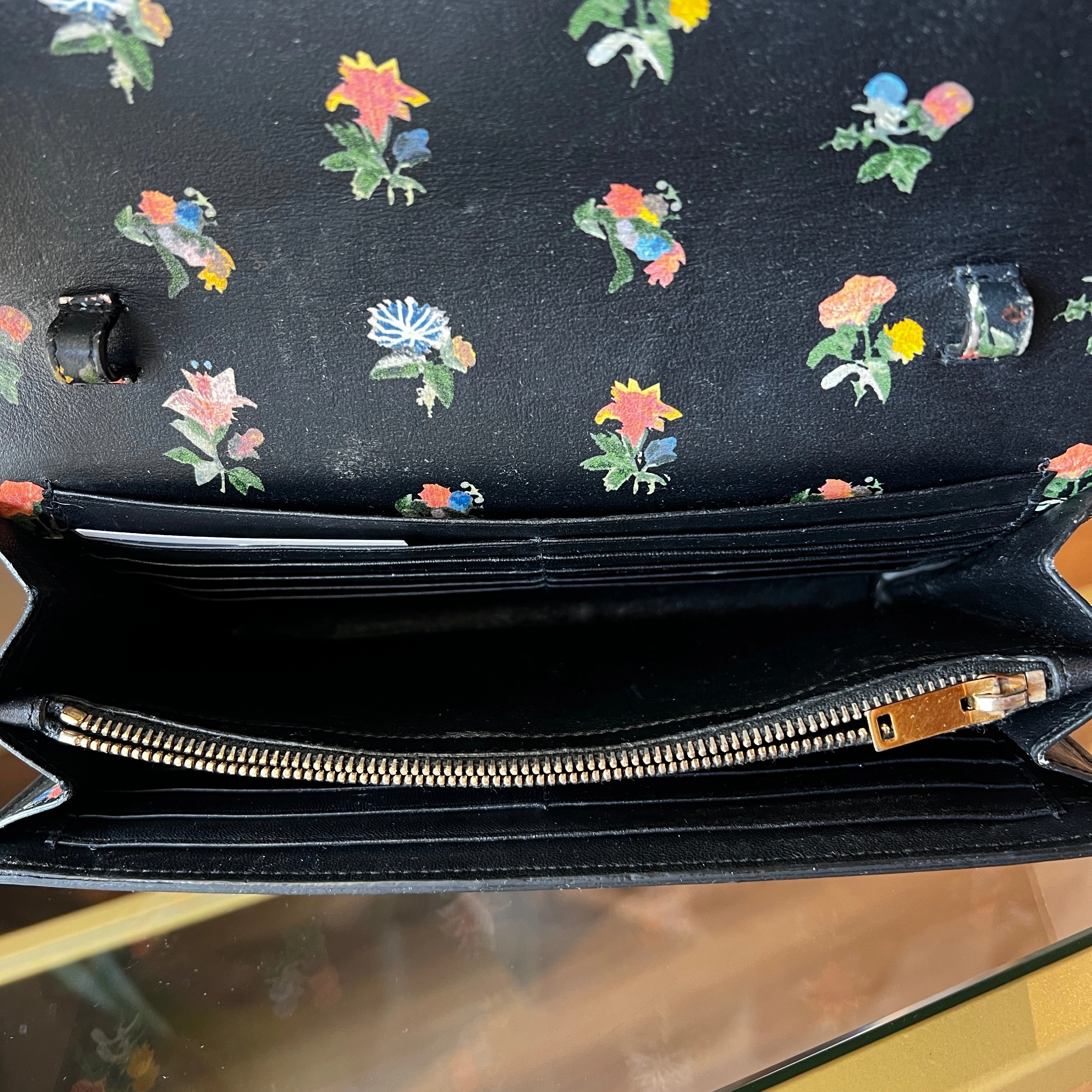 SAINT LAURENT Floral Kate Wallet On Chain