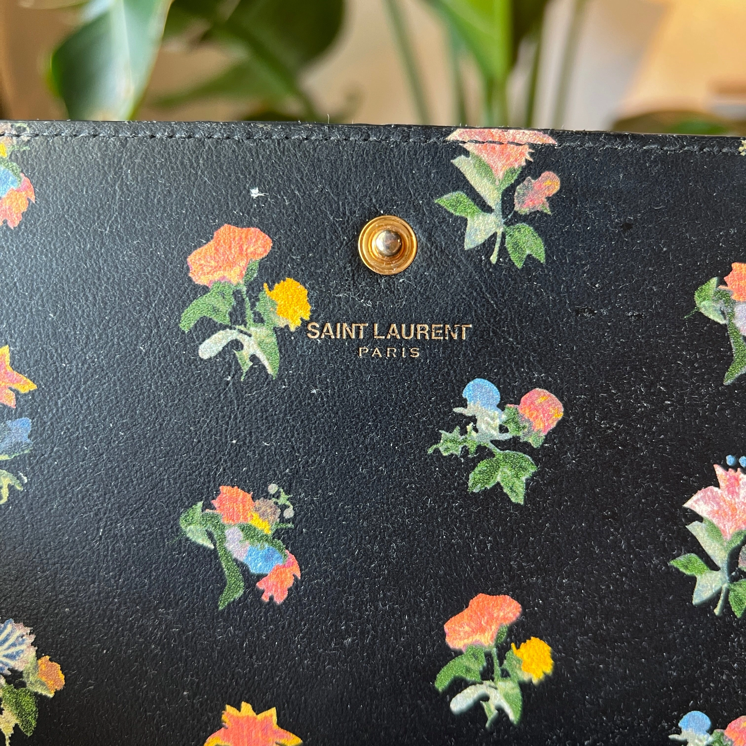 SAINT LAURENT Floral Kate Wallet On Chain