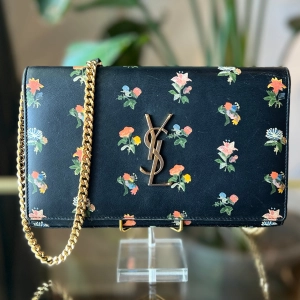 SAINT LAURENT Floral Kate Wallet On Chain