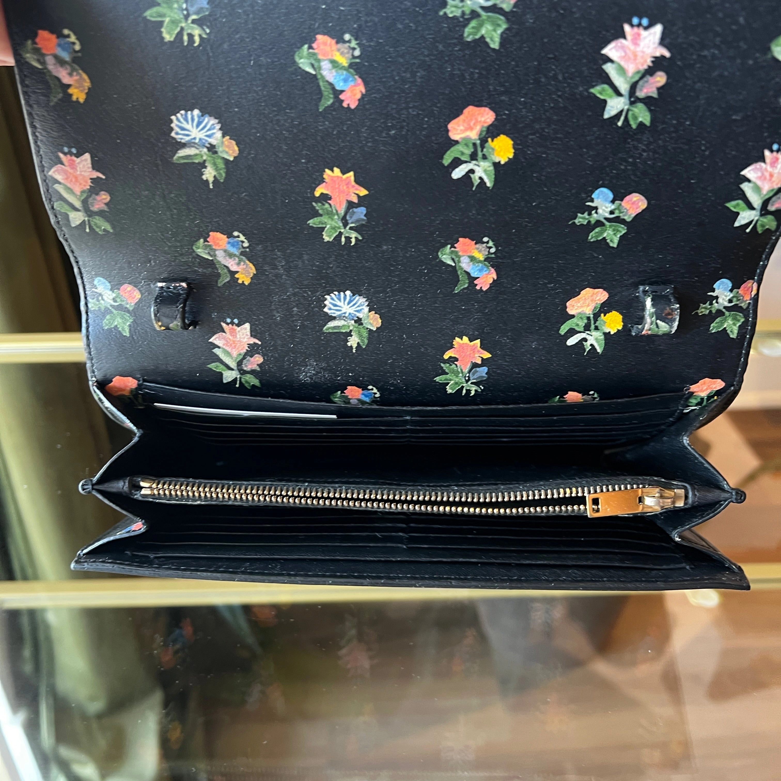 SAINT LAURENT Floral Kate Wallet On Chain