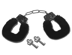 Sex and Mischief Furry Handcuffs - Black