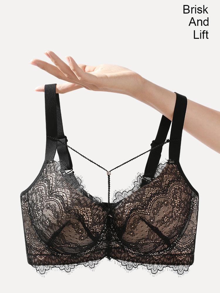 Sexy Lace Underwire Bra with Adjustable Front Design