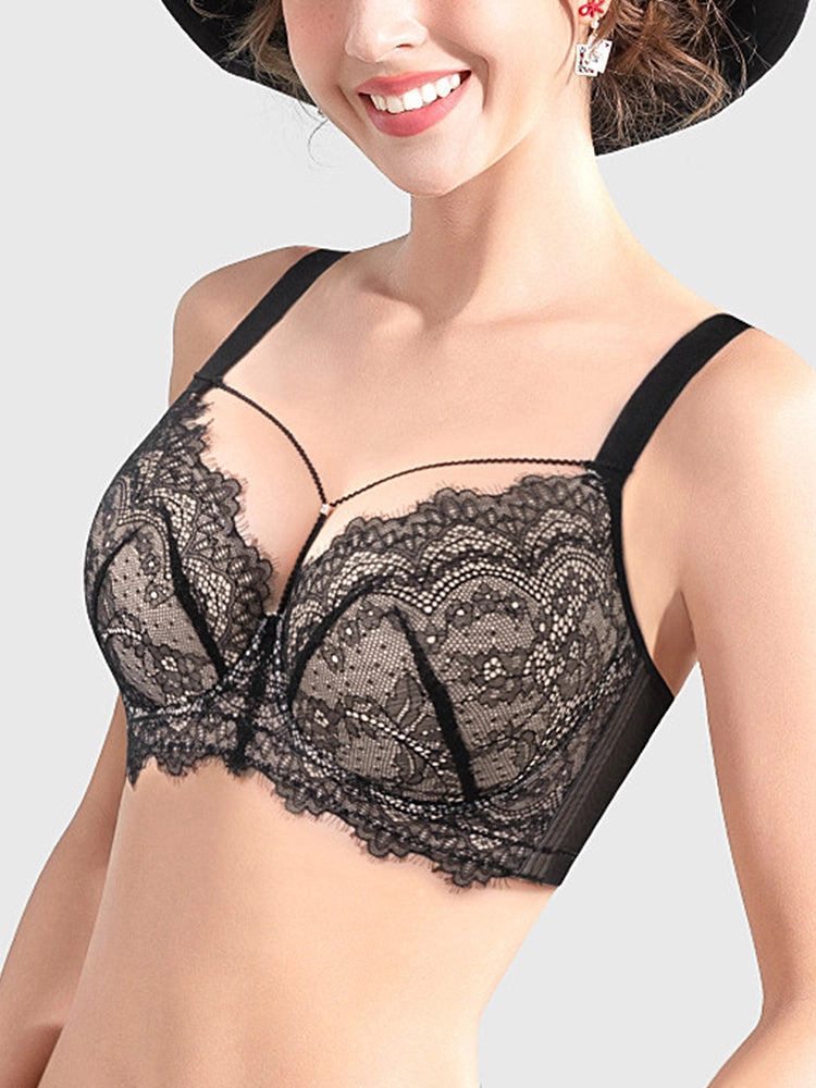 Sexy Lace Underwire Bra with Adjustable Front Design