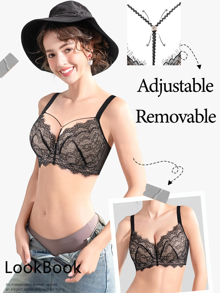 Sexy Lace Underwire Bra with Adjustable Front Design