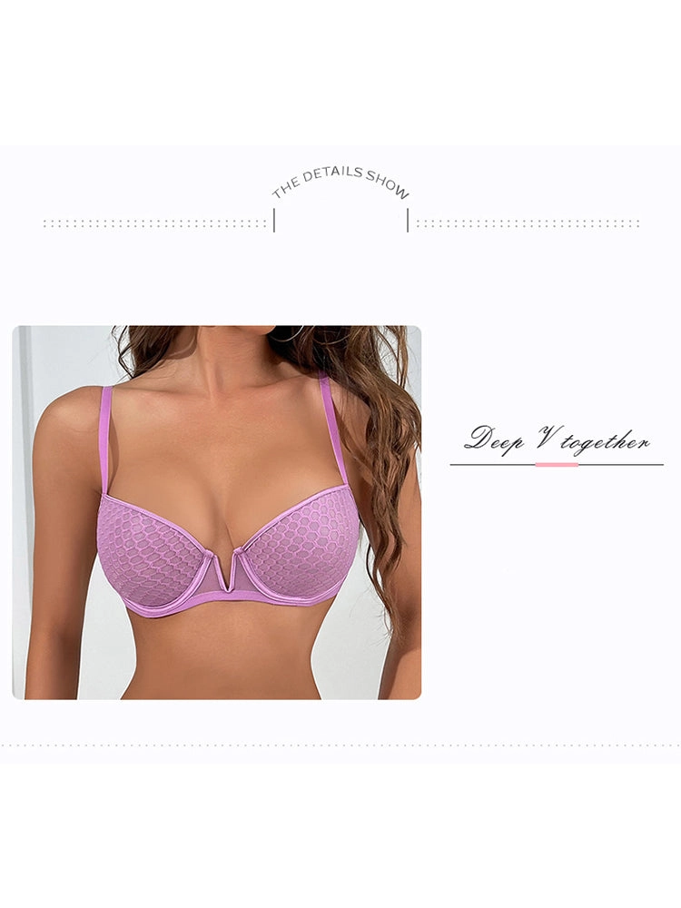 Sexy Mesh Comfort Underwire Push Up Bra Set