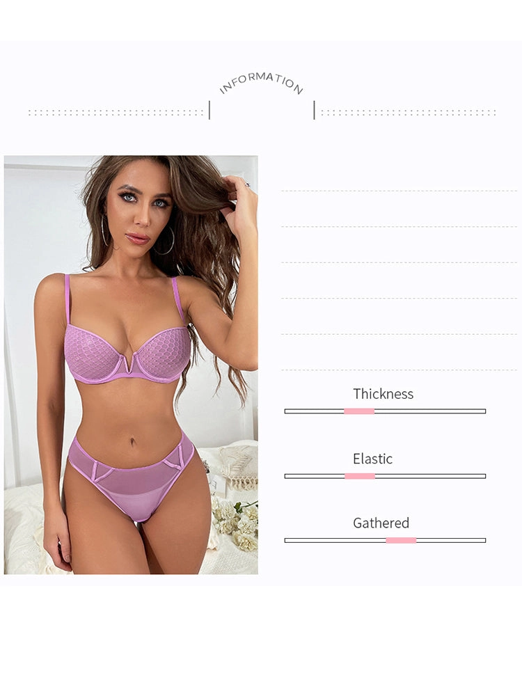 Sexy Mesh Comfort Underwire Push Up Bra Set