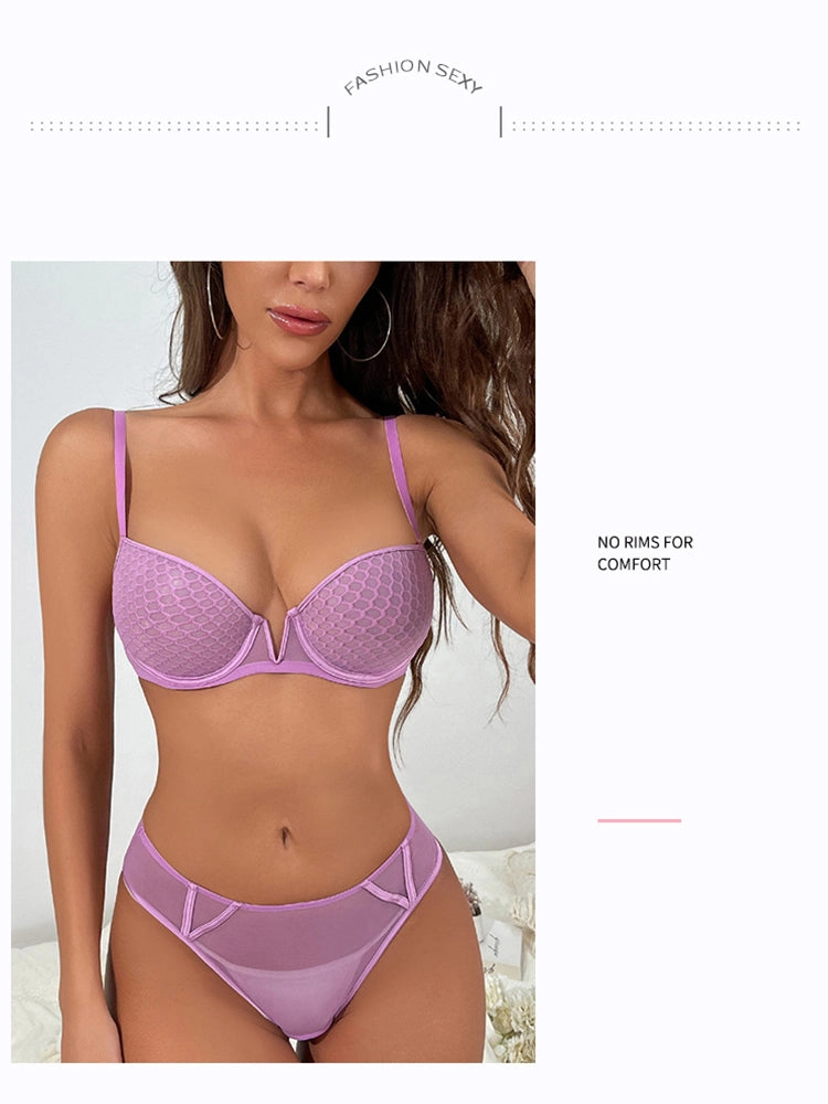 Sexy Mesh Comfort Underwire Push Up Bra Set