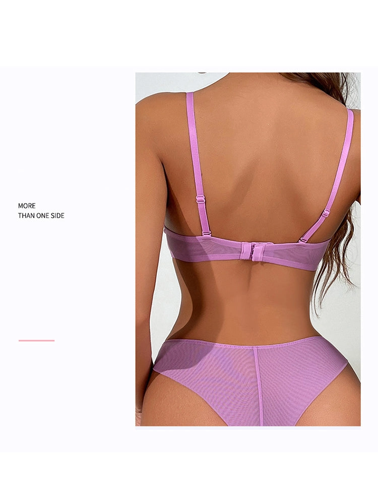 Sexy Mesh Comfort Underwire Push Up Bra Set