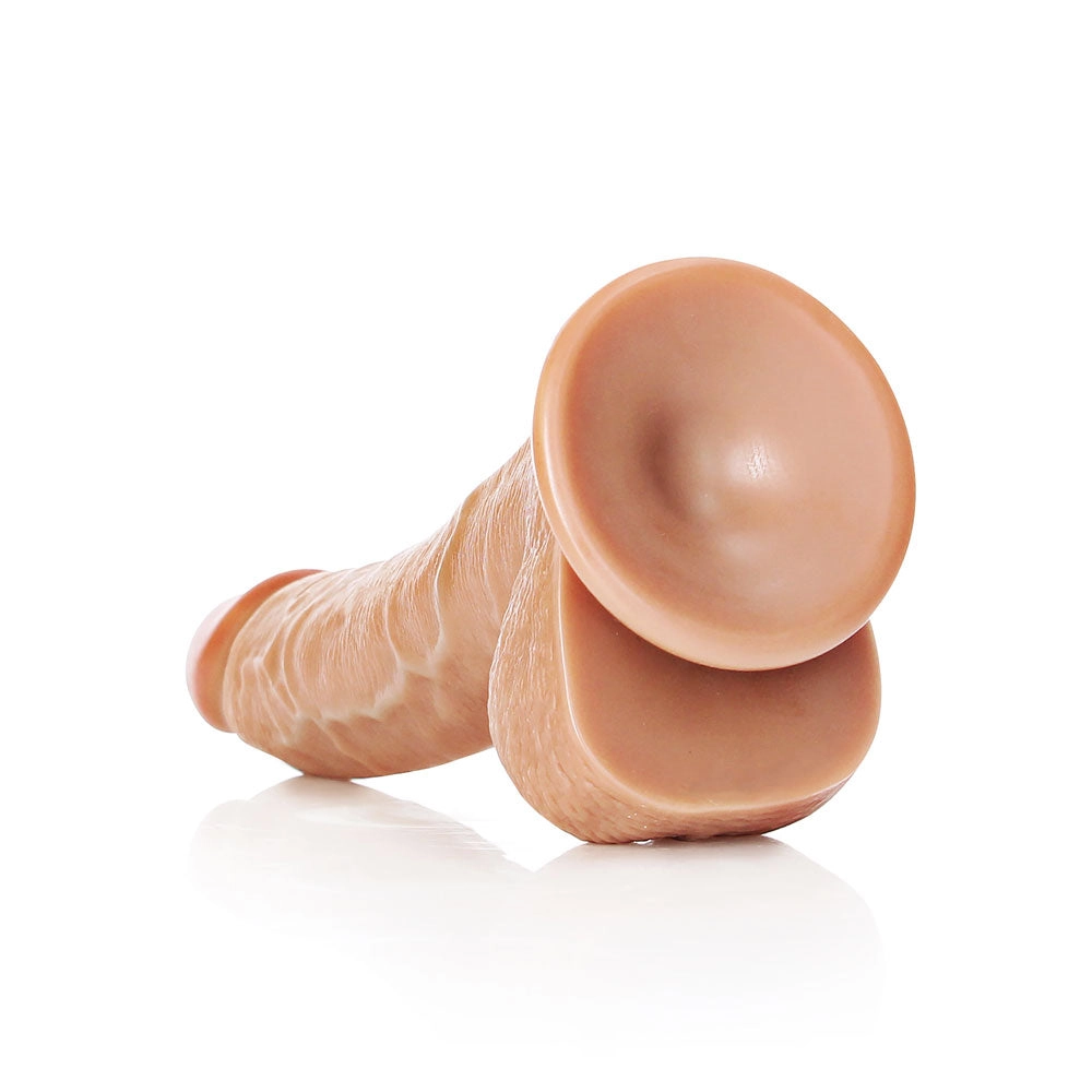 Shots Real Rock Realistic Curved Dildo With Balls 8 Inch - Tan
