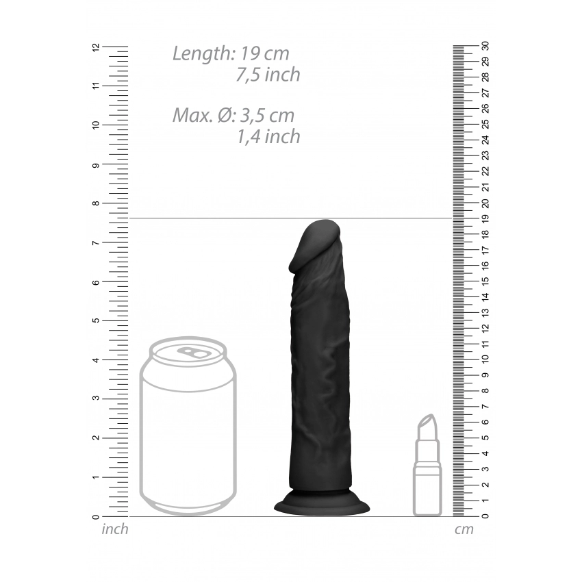 Shots Real Rock Skin Dong 7 Inch - Black