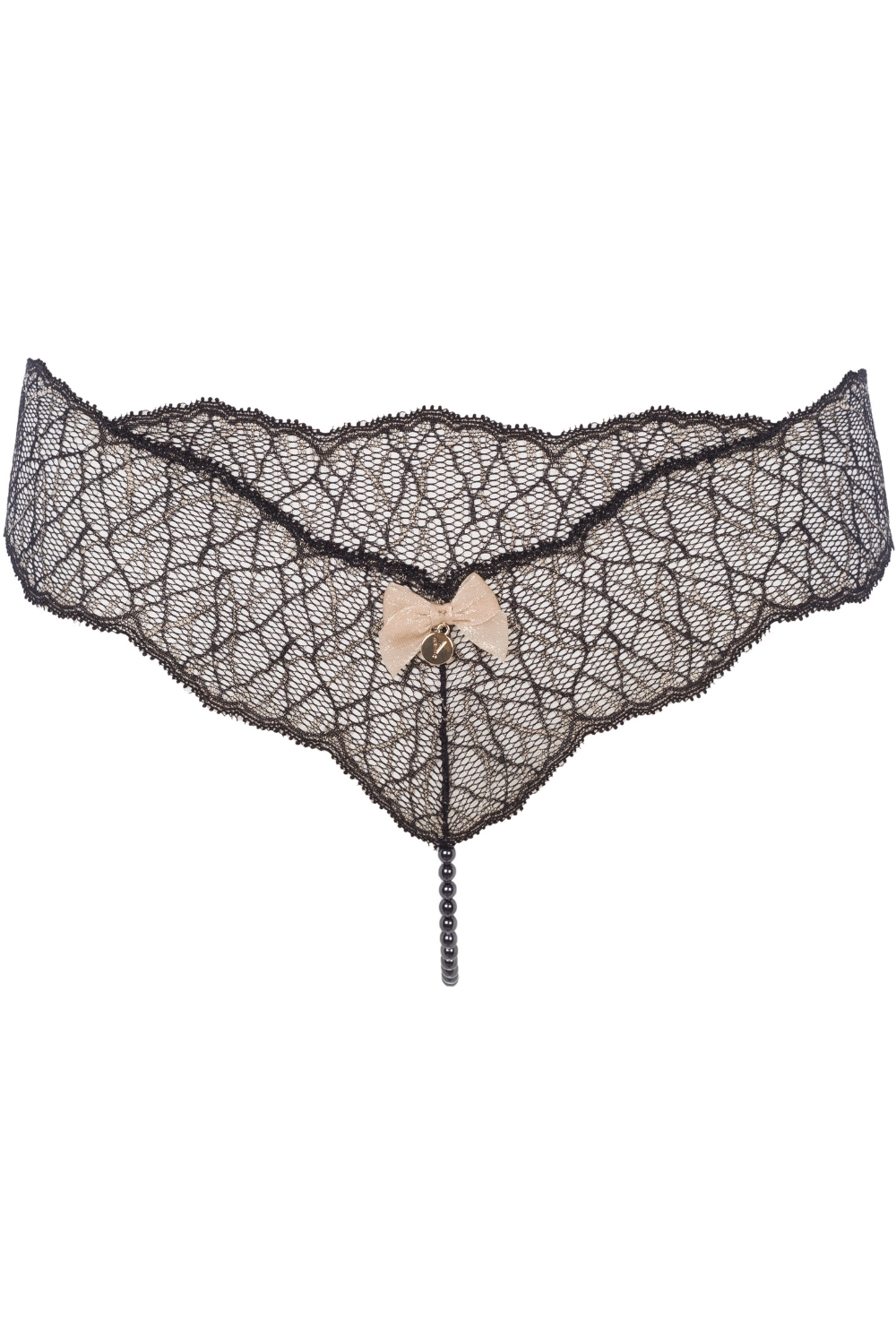 Sydney Dark Single Pearl Thong Black