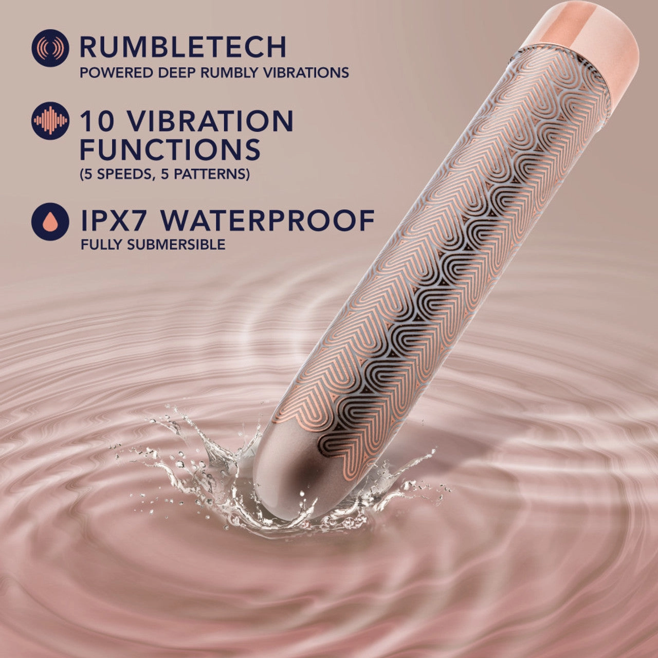 The Collection - Lattice - 7 Inch Rechargeable Vibe - Rose Gold