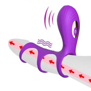 Three Ring Vibrator Soft Silicone Penis G-spot Vibrator Butt Plug Chastity Belt Sex Toys for Man