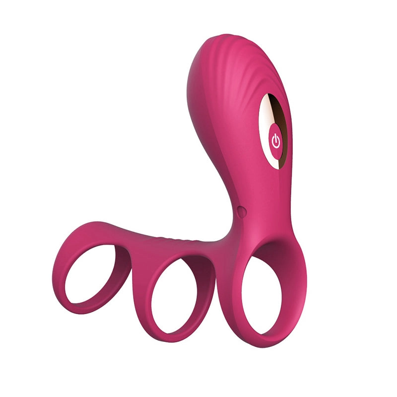 Three Ring Vibrator Soft Silicone Penis G-spot Vibrator Butt Plug Chastity Belt Sex Toys for Man