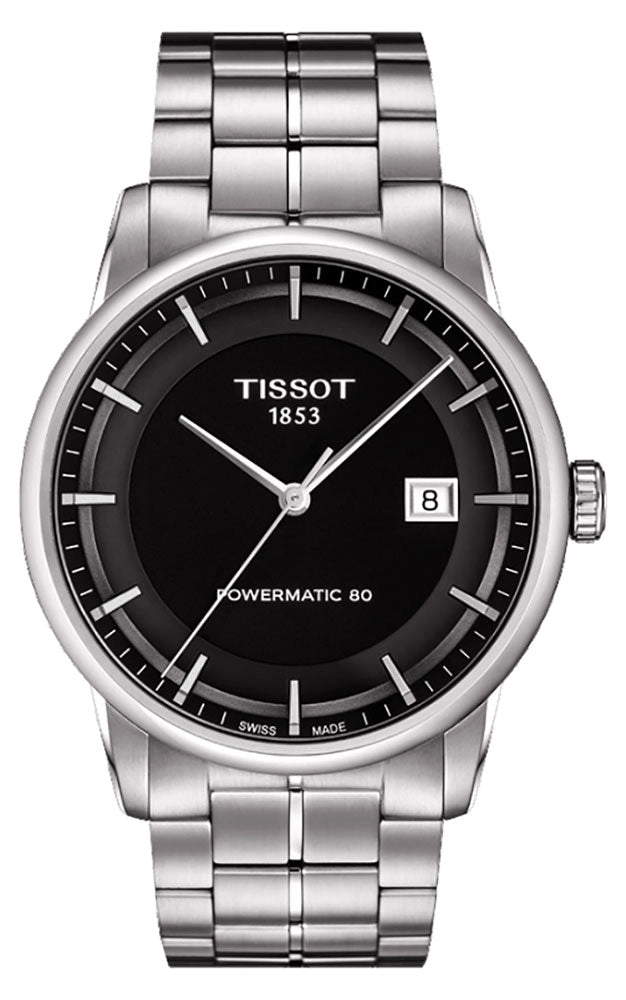 Tissot Luxury Stainless Steel Automatic Black Dial Date Mens Watch T0864071105100