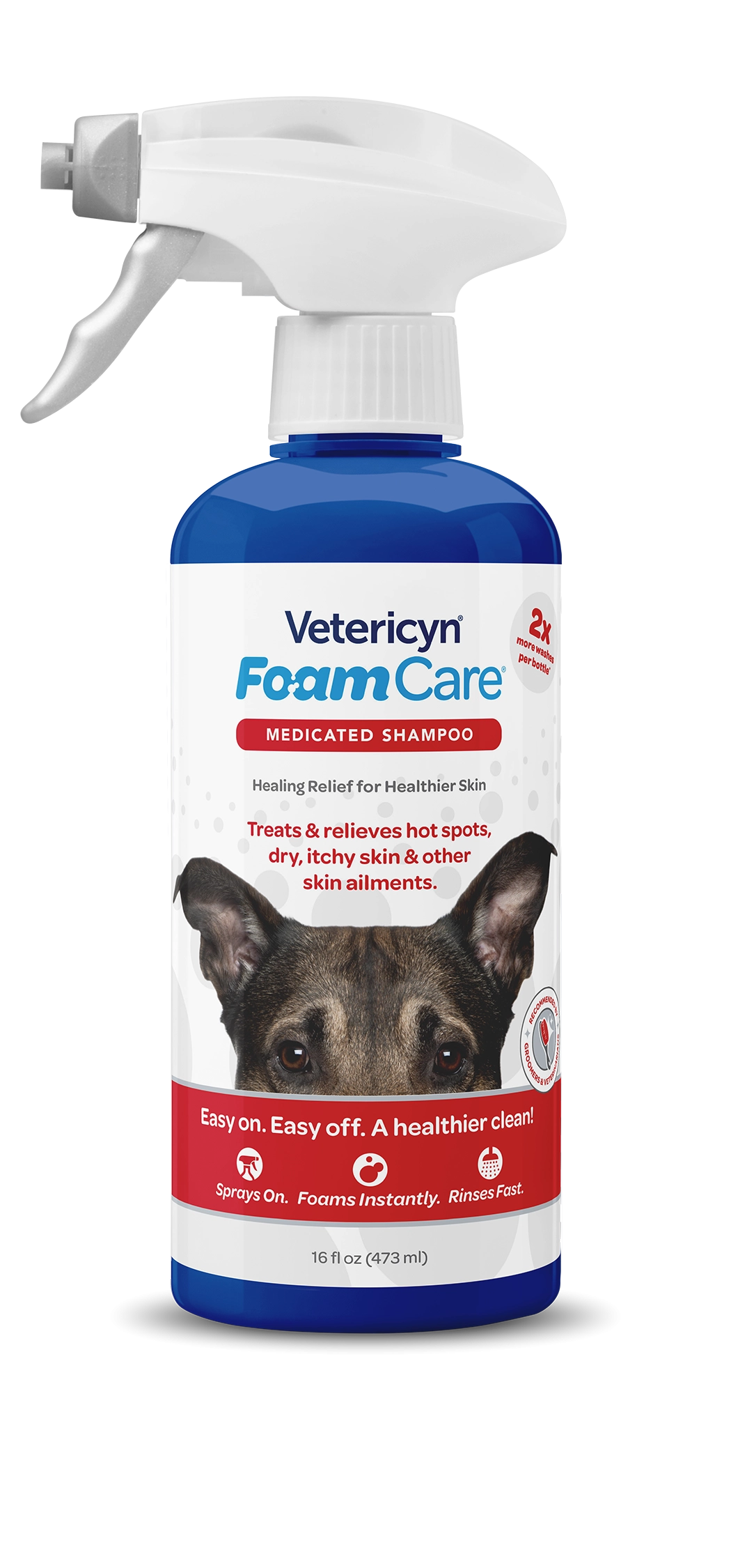 Vetericyn FoamCare Sprayable Medicated Shampoo for Dogs & Cats, 16-ounce