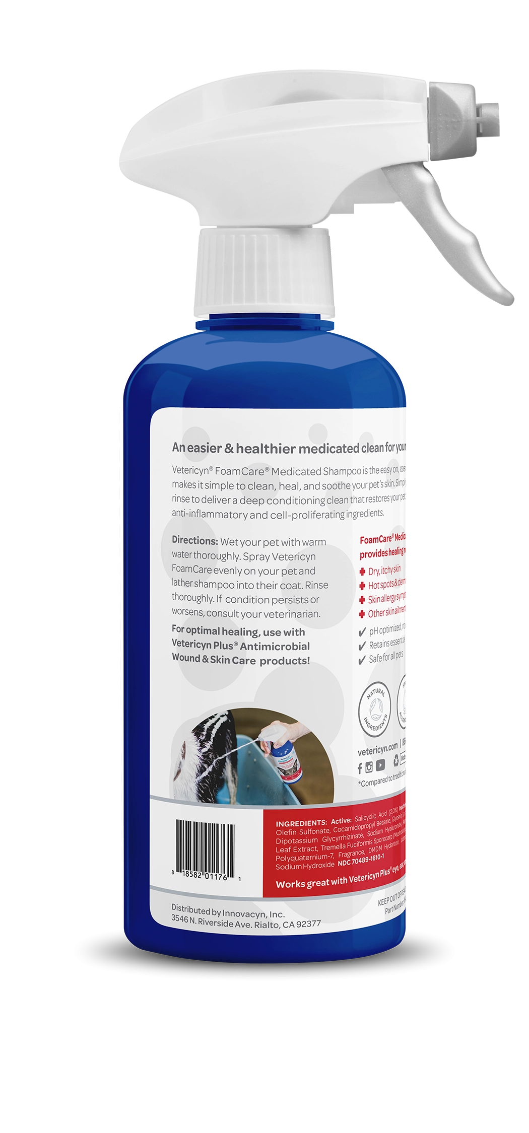 Vetericyn FoamCare Sprayable Medicated Shampoo for Dogs & Cats, 16-ounce